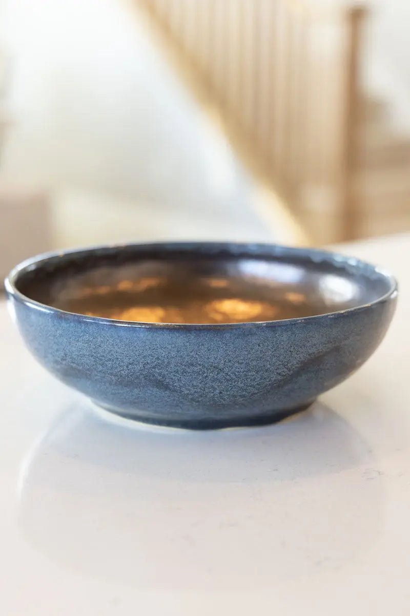 Medium Dark Blue & Antique Bronze Effect Bowl - Dan Pearce Ceramics