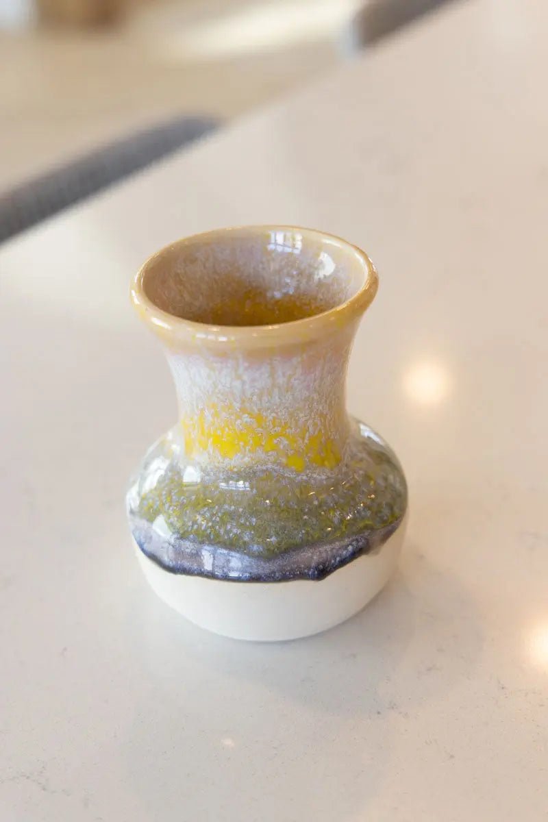 Medium Decorative Flower Pot - Soda Kiln Effect - Yellows & Darks - Dan Pearce Ceramics