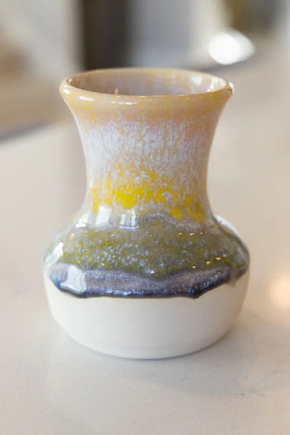 Medium Decorative Flower Pot - Soda Kiln Effect - Yellows & Darks - Dan Pearce Ceramics