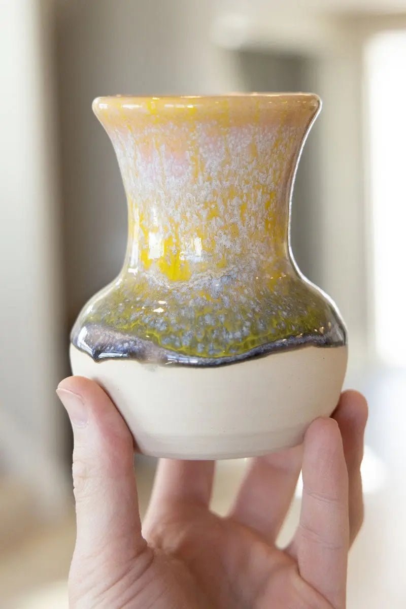 Medium Decorative Flower Pot - Soda Kiln Effect - Yellows & Darks - Dan Pearce Ceramics