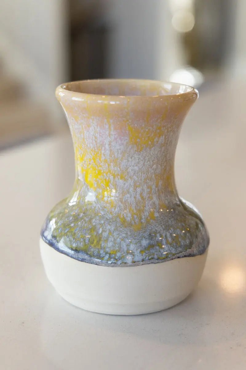 Medium Decorative Flower Pot - Soda Kiln Effect - Yellows & Darks - Dan Pearce Ceramics