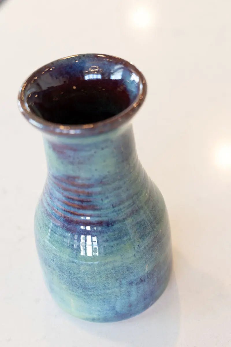 Medium Decorative Flower Vase/Pot - Greens & Plums - Dan Pearce Ceramics