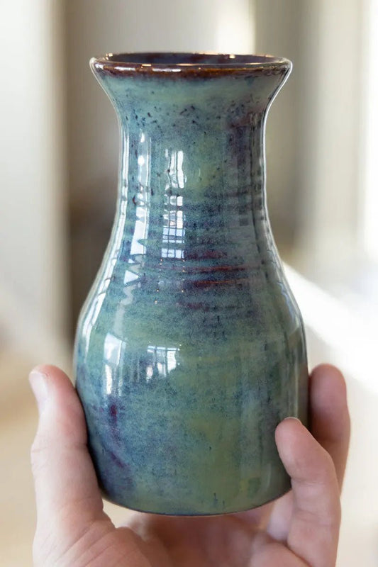 Medium Decorative Flower Vase/Pot - Greens & Plums - Dan Pearce Ceramics