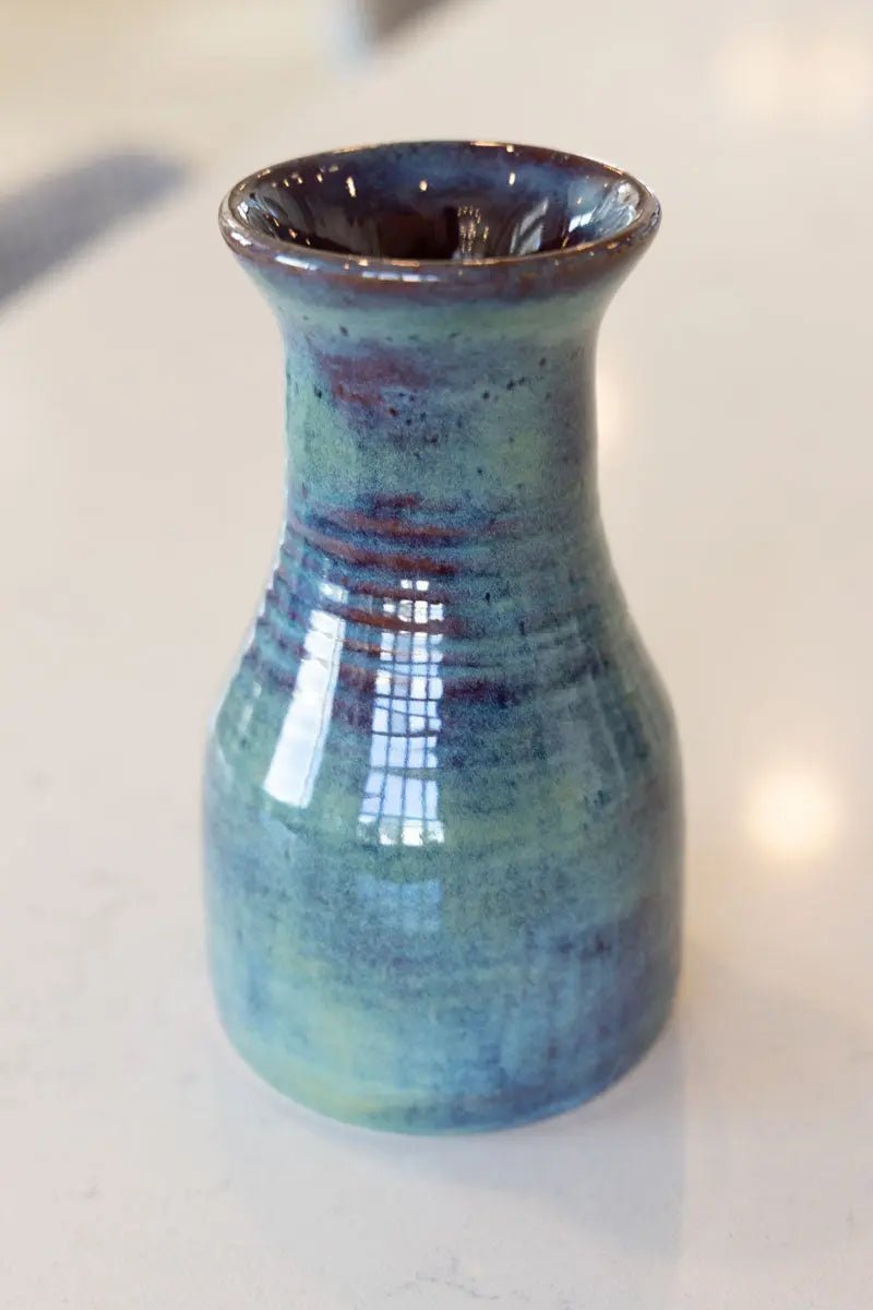 Medium Decorative Flower Vase/Pot - Greens & Plums - Dan Pearce Ceramics