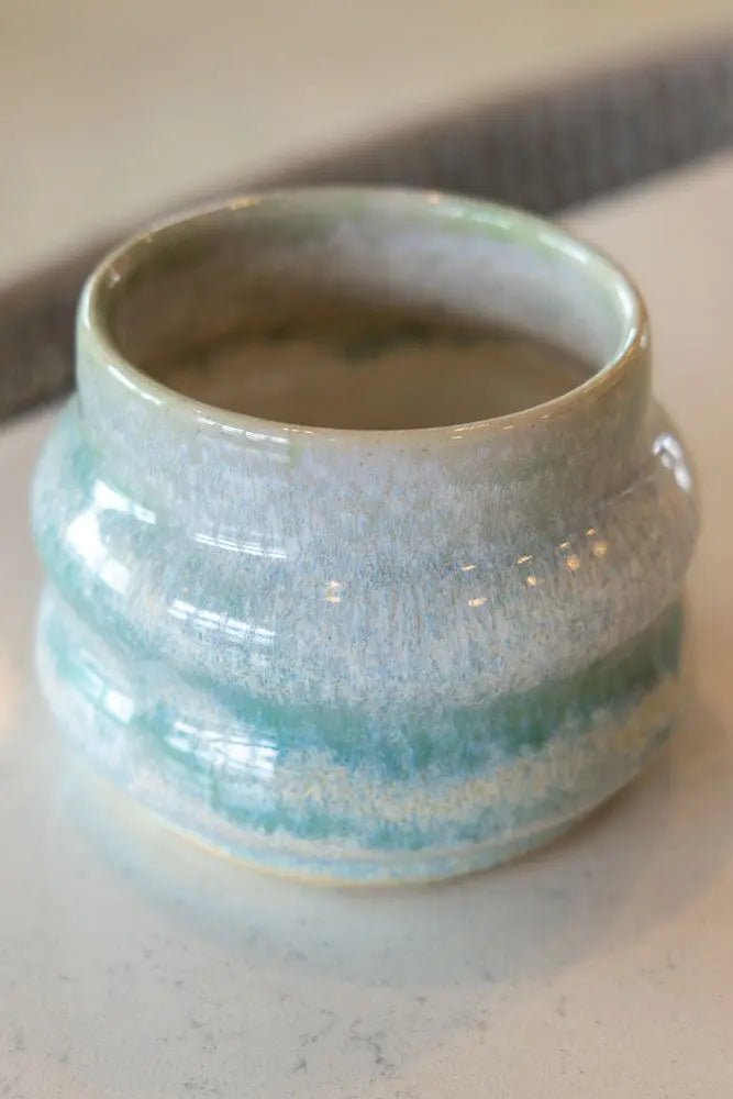 Medium Decorative Pot Creams & Light Greens - Dan Pearce Ceramics