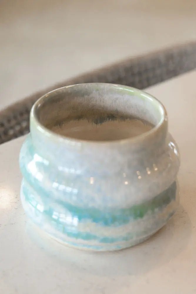 Medium Decorative Pot Creams & Light Greens - Dan Pearce Ceramics