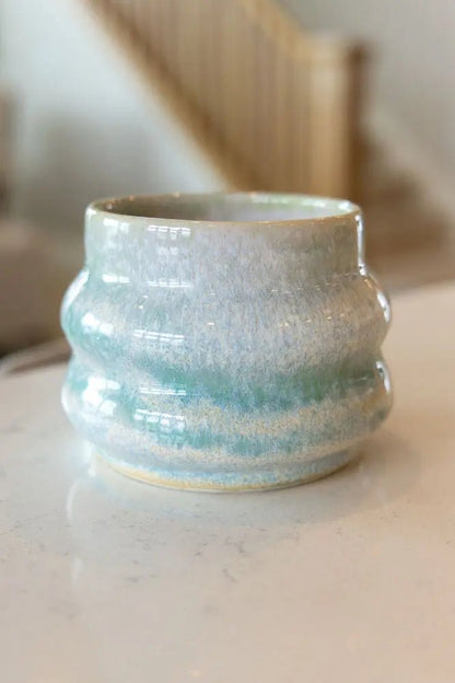 Medium Decorative Pot Creams & Light Greens - Dan Pearce Ceramics