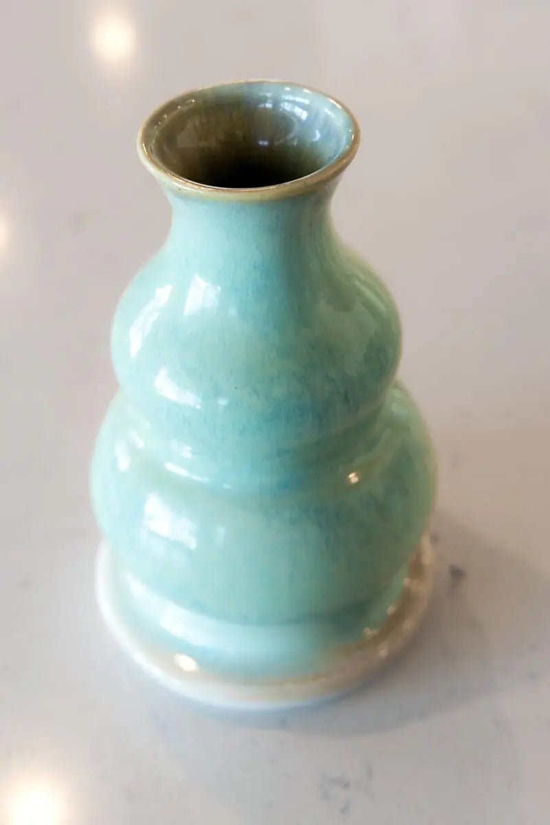 Medium Decorative Stoneware Pot (Creams & Turquoise Sage) - Dan Pearce Ceramics