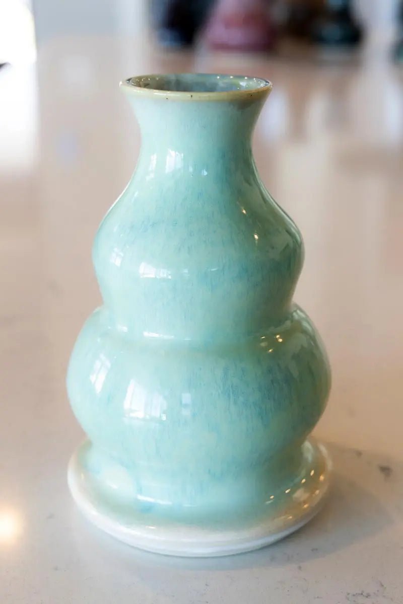 Medium Decorative Stoneware Pot (Creams & Turquoise Sage) - Dan Pearce Ceramics