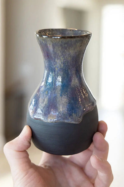 Medium Flower Pot - Iridescent Color on Black Clay - Dan Pearce Ceramics