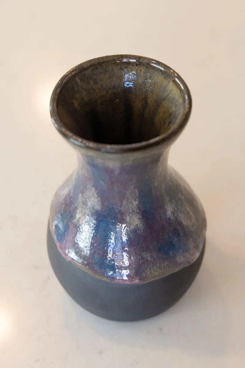 Medium Flower Pot - Iridescent Color on Black Clay - Dan Pearce Ceramics