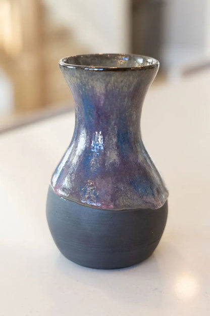 Medium Flower Pot - Iridescent Color on Black Clay - Dan Pearce Ceramics