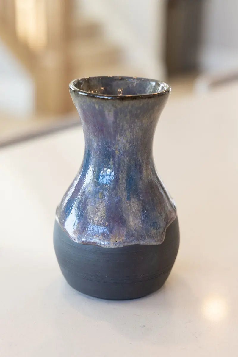 Medium Flower Pot - Iridescent Color on Black Clay - Dan Pearce Ceramics