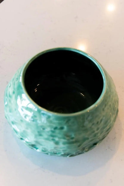 Medium Large Decorative Jade Textured Pot (Stoneware) - Dan Pearce Ceramics