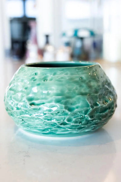 Medium Large Decorative Jade Textured Pot (Stoneware) - Dan Pearce Ceramics