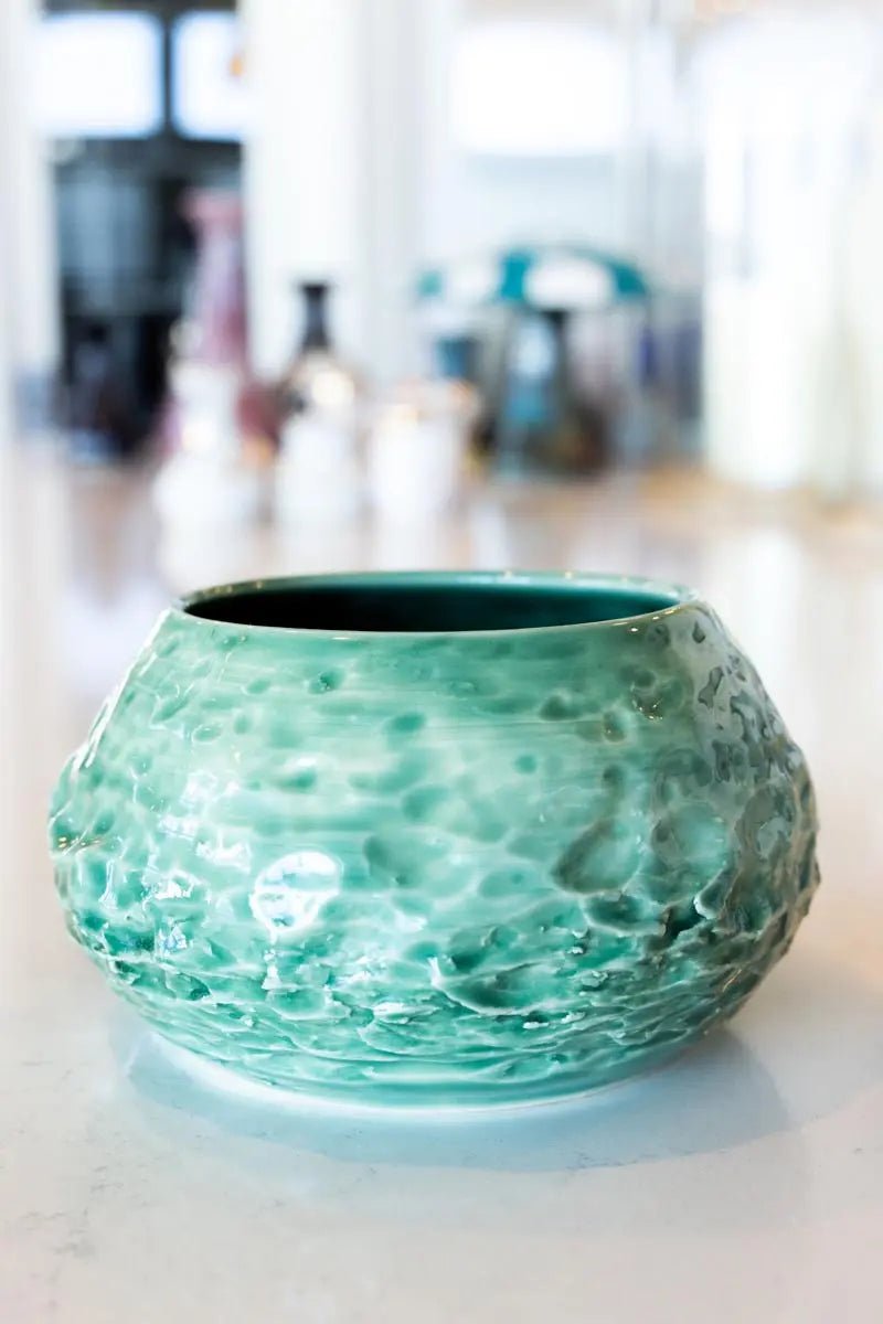 Medium Large Decorative Jade Textured Pot (Stoneware) - Dan Pearce Ceramics