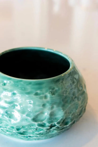 Medium Large Decorative Jade Textured Pot (Stoneware) - Dan Pearce Ceramics