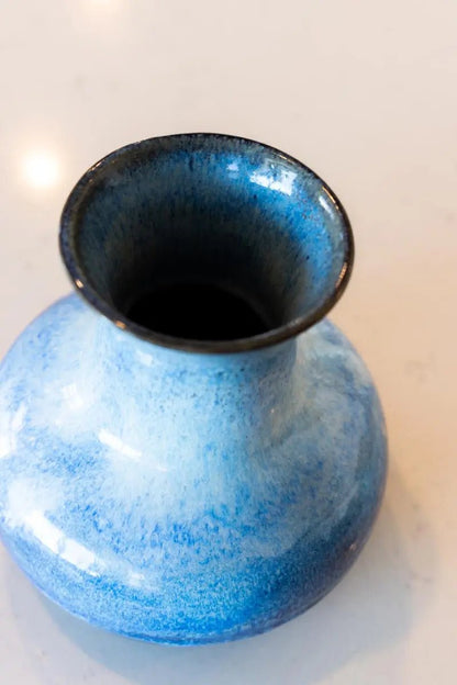 Medium Large Decorative Stoneware Pot (Dark Chocolate, Creams, & Blues) - Dan Pearce Ceramics