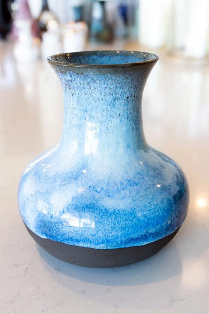 Medium Large Decorative Stoneware Pot (Dark Chocolate, Creams, & Blues) - Dan Pearce Ceramics