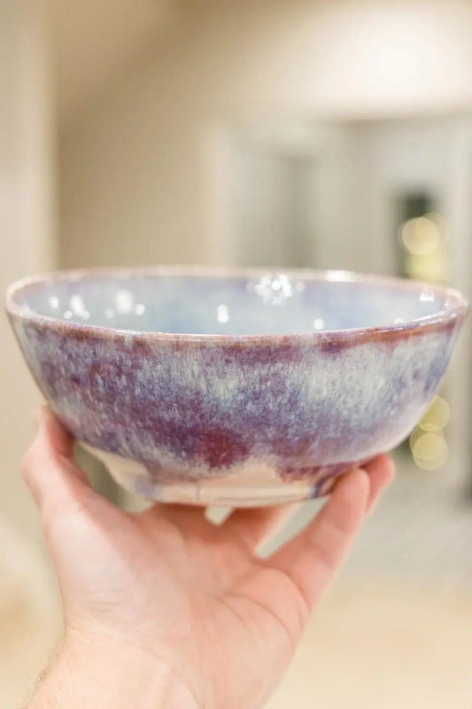 Medium - Large Serving Bowl - Creamy Whites and Orchid Purples (Premium) - Dan Pearce Ceramics