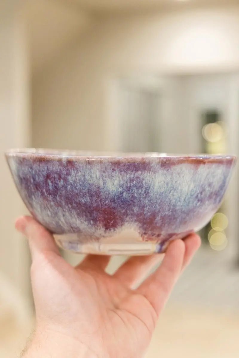 Medium - Large Serving Bowl - Creamy Whites and Orchid Purples (Premium) - Dan Pearce Ceramics