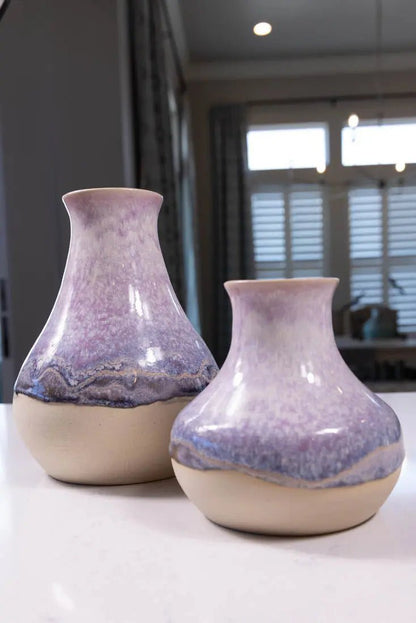 Medium & Large Set Decorative Pots (Soda Ash Effect) Purples, Creams, & Charcoals - Dan Pearce Ceramics