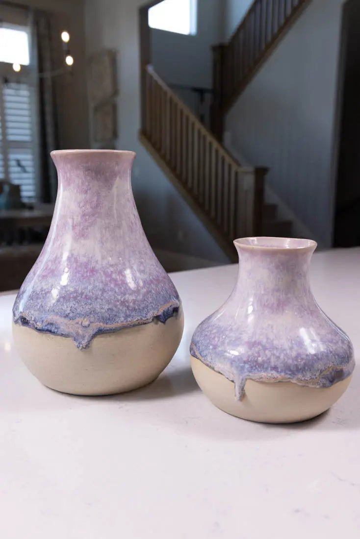 Medium & Large Set Decorative Pots (Soda Ash Effect) Purples, Creams, & Charcoals - Dan Pearce Ceramics