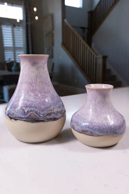 Medium & Large Set Decorative Pots (Soda Ash Effect) Purples, Creams, & Charcoals - Dan Pearce Ceramics