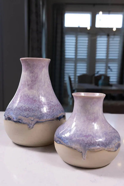 Medium & Large Set Decorative Pots (Soda Ash Effect) Purples, Creams, & Charcoals - Dan Pearce Ceramics