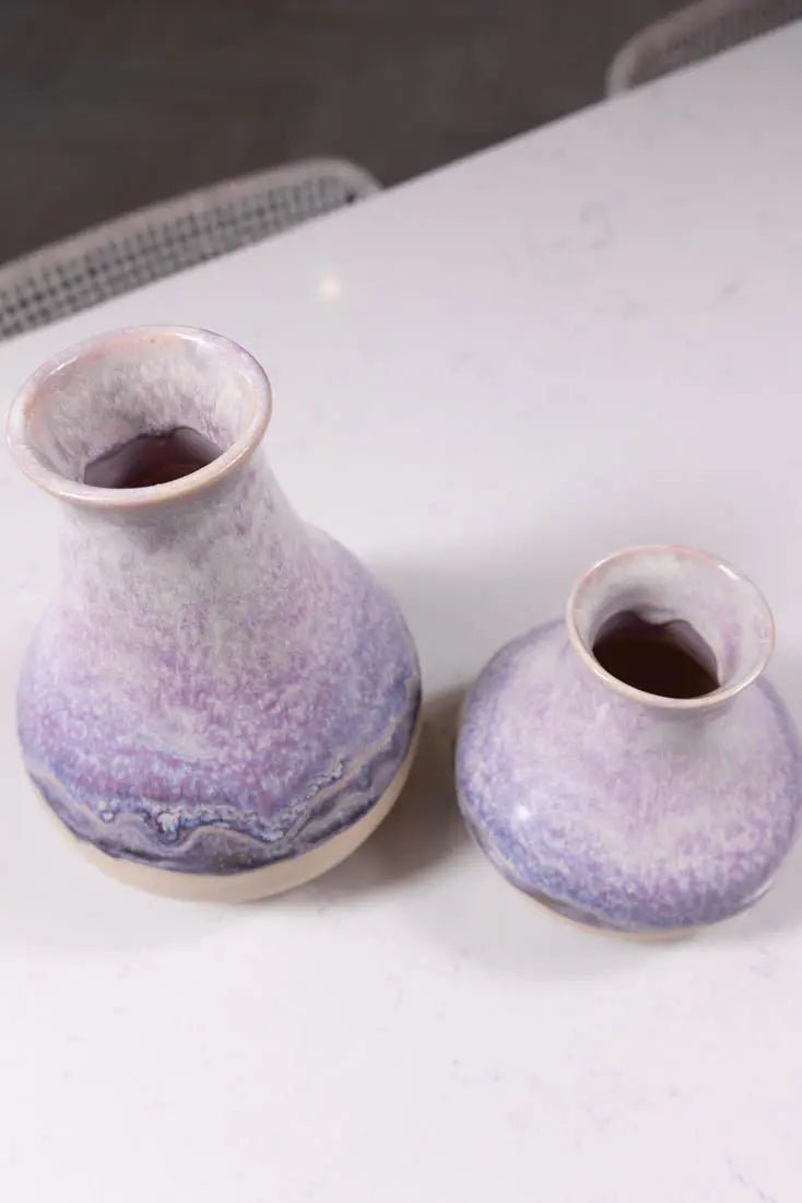 Medium & Large Set Decorative Pots (Soda Ash Effect) Purples, Creams, & Charcoals - Dan Pearce Ceramics