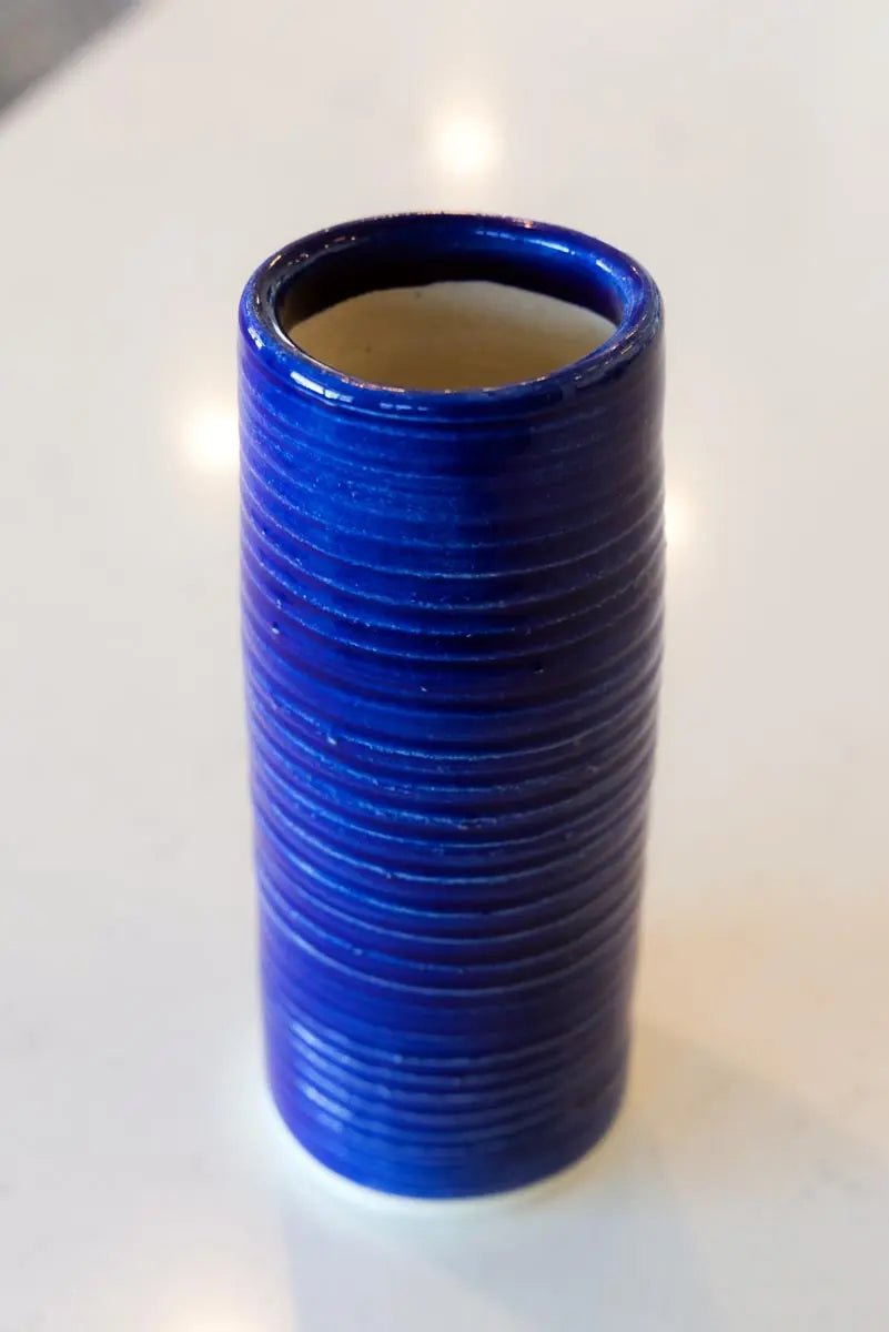 Medium - Large Textured Decorative Stoneware Flower Vase (Cobalt Blue) - Dan Pearce Ceramics