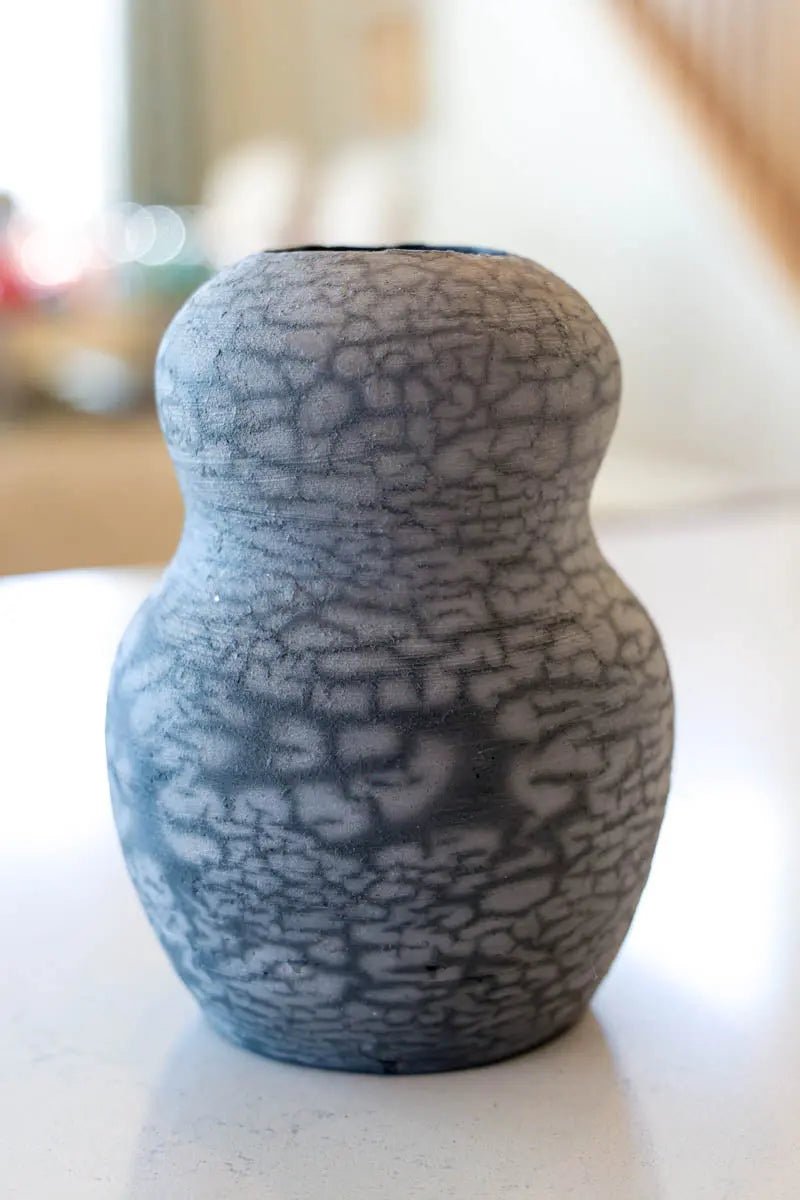 Medium Naked - Raku - Fired Decorative Pot (Blacks & Grays) - Dan Pearce Ceramics