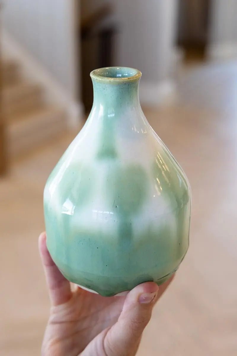 Medium Small Decorative Stoneware Pot (Greens & Creams) - Dan Pearce Ceramics