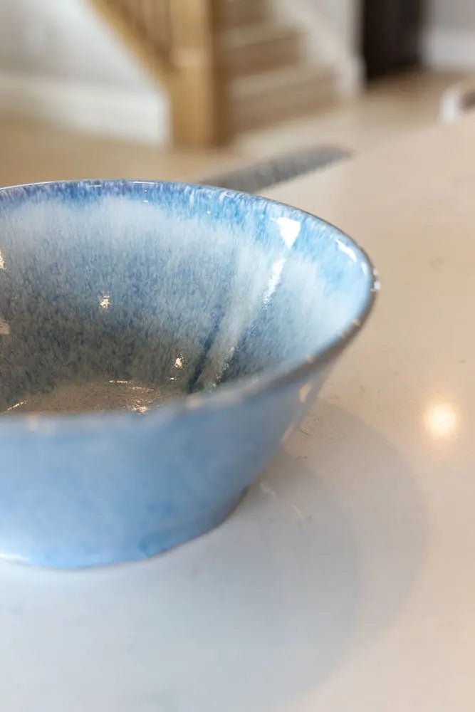 Medium Stoneware Serving Bowl Light Blues & Creams - Dan Pearce Ceramics