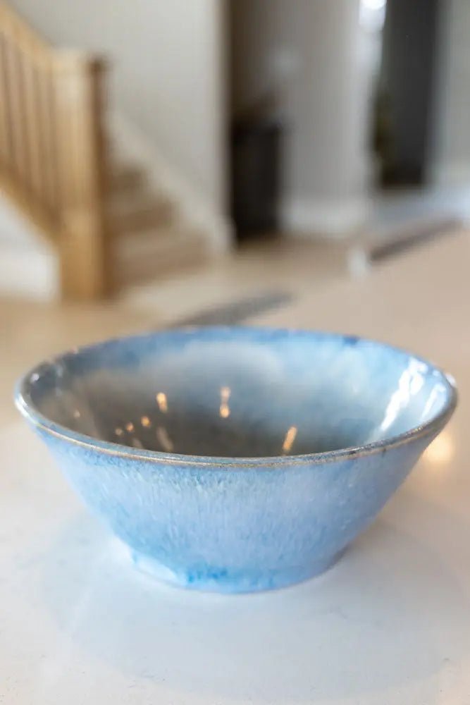 Medium Stoneware Serving Bowl Light Blues & Creams - Dan Pearce Ceramics