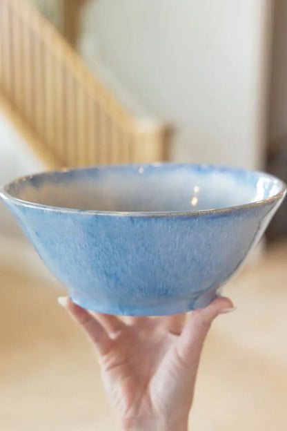 Medium Stoneware Serving Bowl Light Blues & Creams - Dan Pearce Ceramics