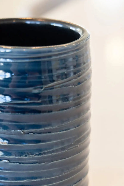 Medium/Large Textured Contemporary Vase (Midnight Blues & Blacks) - Dan Pearce Ceramics