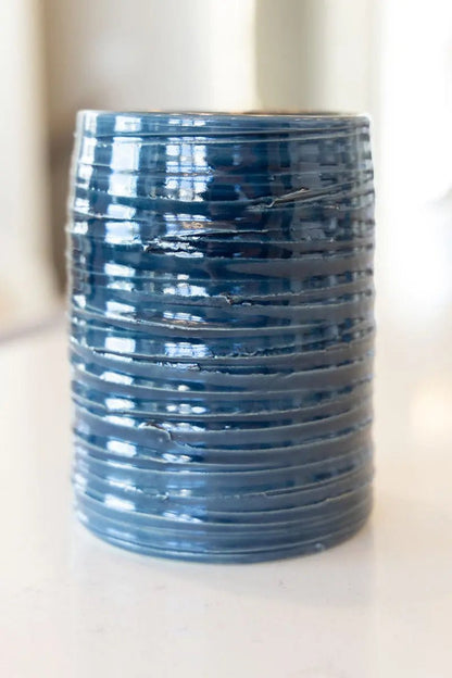 Medium/Large Textured Contemporary Vase (Midnight Blues & Blacks) - Dan Pearce Ceramics