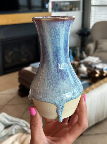 Pot #101 of 162 - Drippy Stoneware Bud Vase - Dan Pearce Ceramics