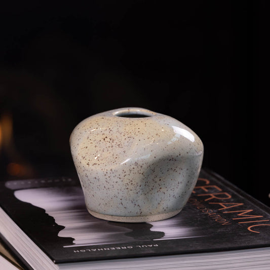 Pot #26 - Small Manipulated Speckled Pot (with Hints of Sky Blue) - Dan Pearce Ceramics