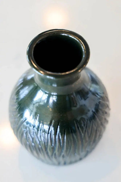 Pot #30 of 162 - Black Stoneware Bud Vase (Hand - Carved) - Dan Pearce Ceramics