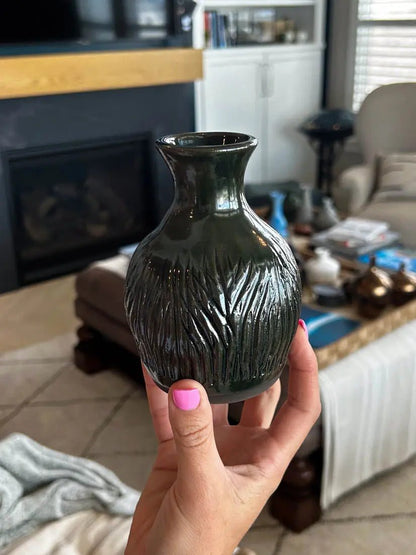 Pot #30 of 162 - Black Stoneware Bud Vase (Hand - Carved) - Dan Pearce Ceramics