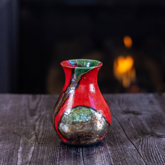 Pot #341 - Medium - Small Raku - Fired Decorative Bud Vase - Dan Pearce Ceramics