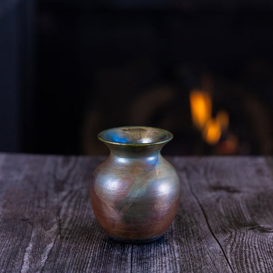 Pot #363 - Small Raku - Fired Decorative Pot - Dan Pearce Ceramics