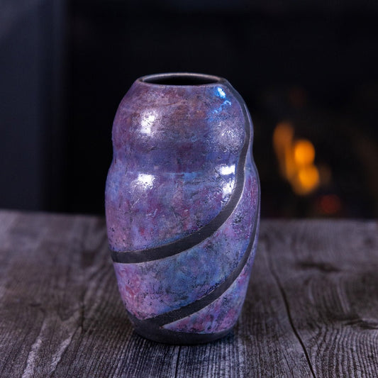 Pot #388 - Large Raku - Fired Decorative Vase - Dan Pearce Ceramics