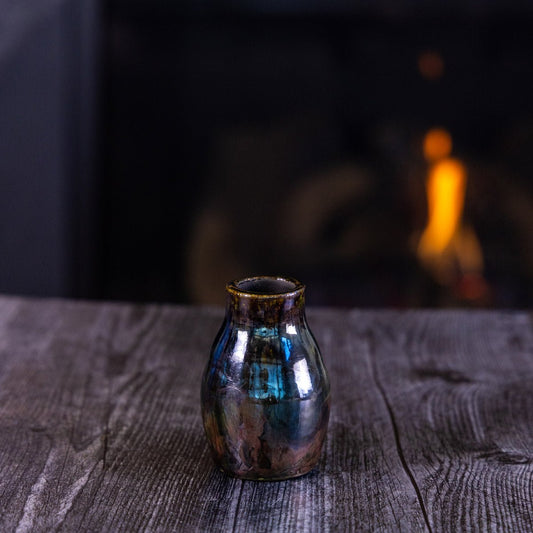 Pot #404 - Small Raku - Fired Decorative Bud Vase - Dan Pearce Ceramics