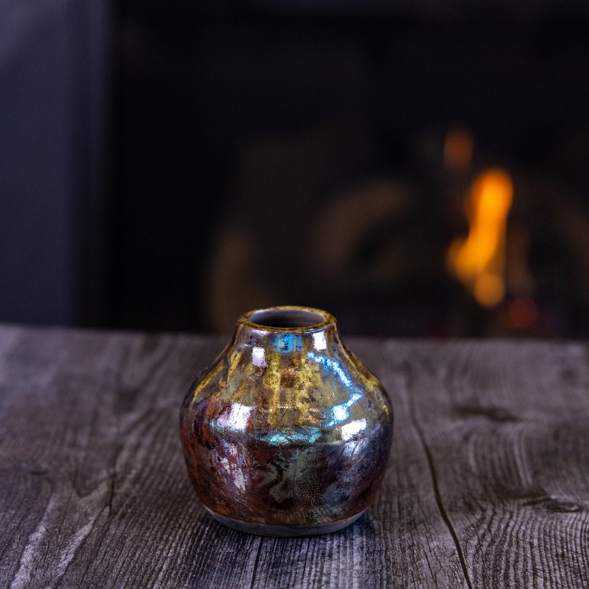 Pot #410 - Small Raku - Fired Decorative Pot - Dan Pearce Ceramics