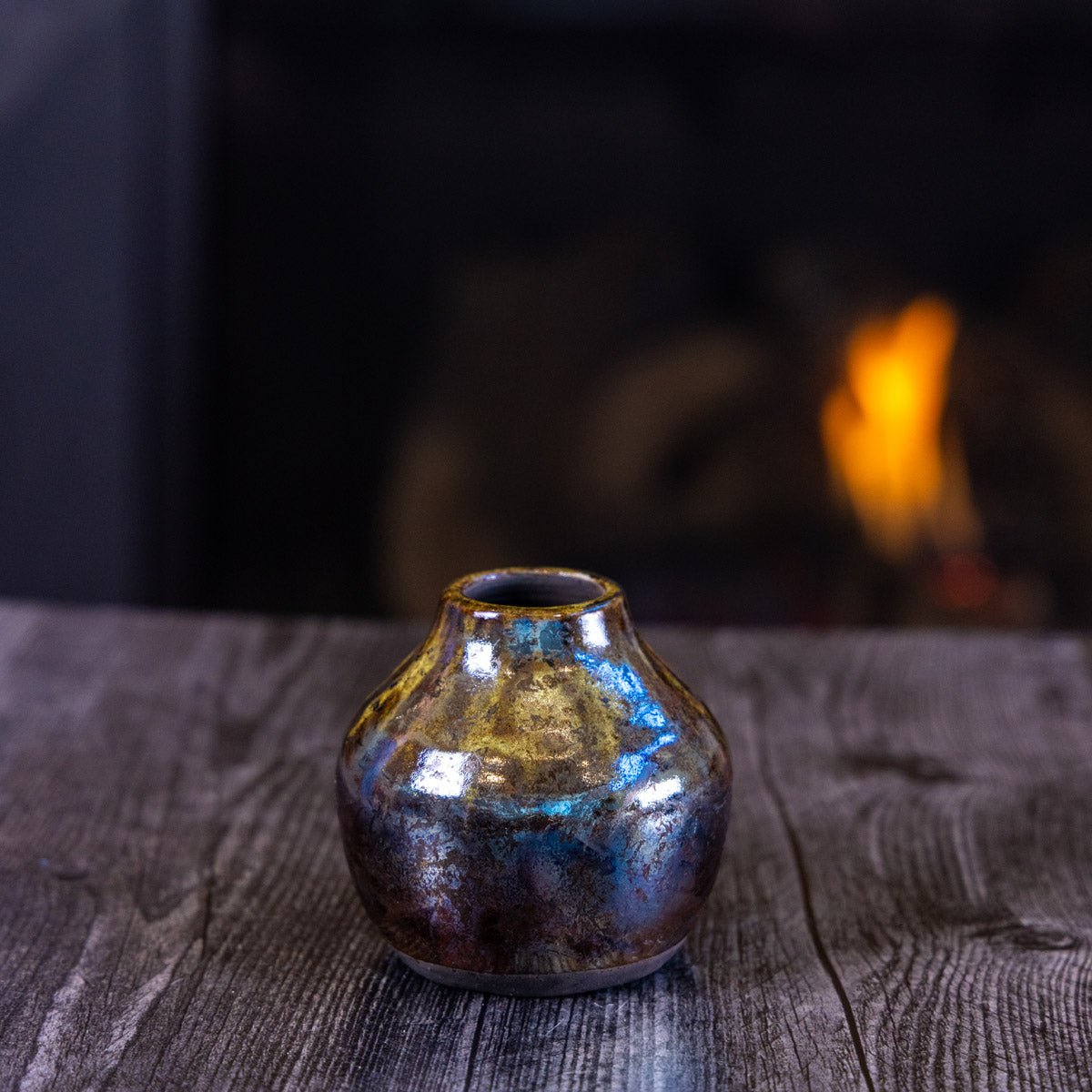 Pot #410 - Small Raku - Fired Decorative Pot - Dan Pearce Ceramics