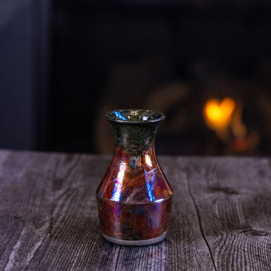 Pot #411 - Small Raku - Fired Decorative Bud Vase - Dan Pearce Ceramics