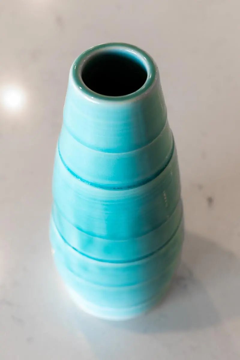 SET OF 2 Medium & Large Decorative Clear Turquoise Vases - Dan Pearce Ceramics